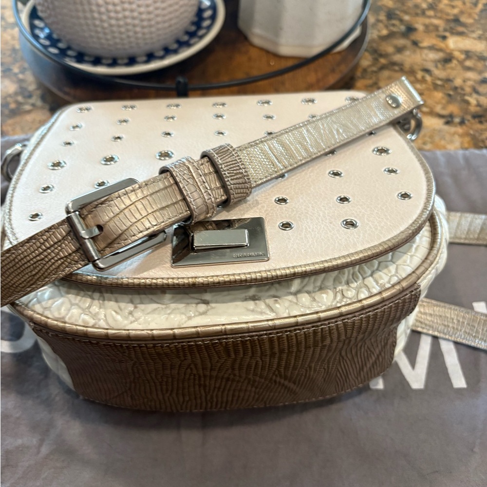 Brahmin Cream Crossbody Bag with gromet Detailing - Picture 9 of 12
